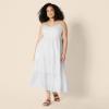 imageAmazon Essentials Womens Fit and Flare Empire Waisted Cotton Sateen Tiered Maxi DressWhite