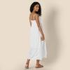 imageAmazon Essentials Womens Fit and Flare Empire Waisted Cotton Sateen Tiered Maxi DressWhite