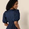 imageAmazon Essentials Womens RegularFit Cotton Sateen Puff Sleeve Midi DressNavy