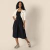 imageAmazon Essentials Womens RegularFit Cotton Sateen Smocked Bodice Midi DressBlack