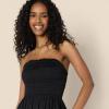 imageAmazon Essentials Womens RegularFit Cotton Sateen Smocked Bodice Midi DressBlack