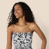 imageAmazon Essentials Womens RegularFit Cotton Sateen Smocked Bodice Midi DressBlack Ivory Folk Floral