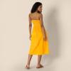 imageAmazon Essentials Womens RegularFit Cotton Sateen Smocked Bodice Midi DressGolden Yellow
