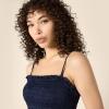 imageAmazon Essentials Womens RegularFit Cotton Sateen Smocked Bodice Midi DressNavy