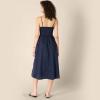 imageAmazon Essentials Womens RegularFit Cotton Sateen Smocked Bodice Midi DressNavy