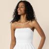 imageAmazon Essentials Womens RegularFit Cotton Sateen Smocked Bodice Midi DressWhite
