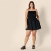 imageAmazon Essentials Womens RegularFit Cotton Sateen Smocked Bodice Short DressBlack