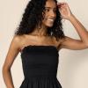 imageAmazon Essentials Womens RegularFit Cotton Sateen Smocked Bodice Short DressBlack