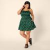imageAmazon Essentials Womens RegularFit Cotton Sateen Smocked Bodice Short DressDark Green Birds