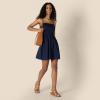 imageAmazon Essentials Womens RegularFit Cotton Sateen Smocked Bodice Short DressNavy