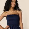 imageAmazon Essentials Womens RegularFit Cotton Sateen Smocked Bodice Short DressNavy