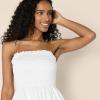 imageAmazon Essentials Womens RegularFit Cotton Sateen Smocked Bodice Short DressWhite