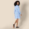 imageAmazon Essentials Womens RegularFit Cotton Sateen Tiered Shirt DressBlue White Stripe