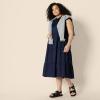 imageAmazon Essentials Womens RelaxedFit Cotton Sateen Crewneck Tiered Midi DressNavy