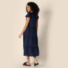 imageAmazon Essentials Womens RelaxedFit Cotton Sateen Crewneck Tiered Midi DressNavy