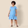 imageAmazon Essentials Womens ShortSleeve Crewneck Tiered DressBlue