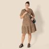 imageAmazon Essentials Womens ShortSleeve Crewneck Tiered DressDark Camel Leopard