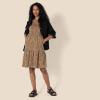 imageAmazon Essentials Womens ShortSleeve Crewneck Tiered DressDark Camel Leopard