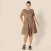 imageAmazon Essentials Womens ShortSleeve Crewneck Tiered DressDark Camel Leopard