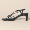 imageAmazon Essentials Womens Strappy Block Heel SandalsBlack Faux Leather