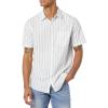 imageAmazon Essentials mens Shortsleeve Regularfit Stretch Poplin ShirtBlue Grey White Stripe