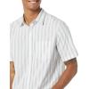 imageAmazon Essentials mens Shortsleeve Regularfit Stretch Poplin ShirtBlue Grey White Stripe