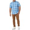 imageAmazon Essentials mens Shortsleeve Regularfit Stretch Poplin ShirtBlue Peach Plaid