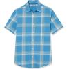 imageAmazon Essentials mens Shortsleeve Regularfit Stretch Poplin ShirtBlue Peach Plaid