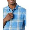 imageAmazon Essentials mens Shortsleeve Regularfit Stretch Poplin ShirtBlue Peach Plaid