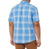imageAmazon Essentials mens Shortsleeve Regularfit Stretch Poplin ShirtBlue Peach Plaid