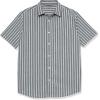 imageAmazon Essentials mens Shortsleeve Regularfit Stretch Poplin ShirtCharcoal Heather Sage Green Double Stripe
