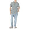 imageAmazon Essentials mens Shortsleeve Regularfit Stretch Poplin ShirtCharcoal Heather Sage Green Double Stripe