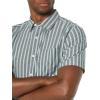 imageAmazon Essentials mens Shortsleeve Regularfit Stretch Poplin ShirtCharcoal Heather Sage Green Double Stripe