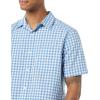 imageAmazon Essentials mens Shortsleeve Regularfit Stretch Poplin ShirtLight Blue White Gingham