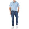 imageAmazon Essentials mens Shortsleeve Regularfit Stretch Poplin ShirtLight Blue White Gingham
