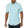 imageAmazon Essentials mens Shortsleeve Regularfit Stretch Poplin ShirtLight Blue White Medium Plaid