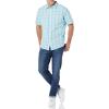 imageAmazon Essentials mens Shortsleeve Regularfit Stretch Poplin ShirtLight Blue White Medium Plaid