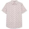 imageAmazon Essentials mens Shortsleeve Regularfit Stretch Poplin ShirtLight Pink Palm Leaf Print
