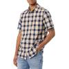 imageAmazon Essentials mens Shortsleeve Regularfit Stretch Poplin ShirtNavy Peach Plaid