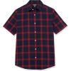 imageAmazon Essentials mens Shortsleeve Regularfit Stretch Poplin ShirtNavy Red Buffalo Plaid