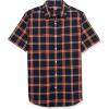 imageAmazon Essentials mens Shortsleeve Regularfit Stretch Poplin ShirtNavy Red Plaid