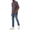 imageAmazon Essentials mens Shortsleeve Regularfit Stretch Poplin ShirtNavy Red Plaid