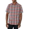 imageAmazon Essentials mens Shortsleeve Regularfit Stretch Poplin ShirtNavy Red White Plaid