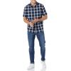 imageAmazon Essentials mens Shortsleeve Regularfit Stretch Poplin ShirtNavy White Buffalo Plaid