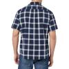 imageAmazon Essentials mens Shortsleeve Regularfit Stretch Poplin ShirtNavy White Buffalo Plaid