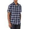 imageAmazon Essentials mens Shortsleeve Regularfit Stretch Poplin ShirtNavy White Buffalo Plaid