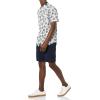 imageAmazon Essentials mens Shortsleeve Regularfit Stretch Poplin ShirtNavy White Palm Leaf