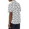 imageAmazon Essentials mens Shortsleeve Regularfit Stretch Poplin ShirtNavy White Palm Leaf