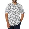 imageAmazon Essentials mens Shortsleeve Regularfit Stretch Poplin ShirtNavy White Palm Leaf