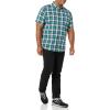 imageAmazon Essentials mens Shortsleeve Regularfit Stretch Poplin ShirtTeal Blue White Plaid
